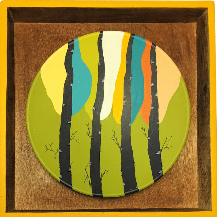 Artysta 'Vibrant Trees' Handmade Wooden Wall Frame