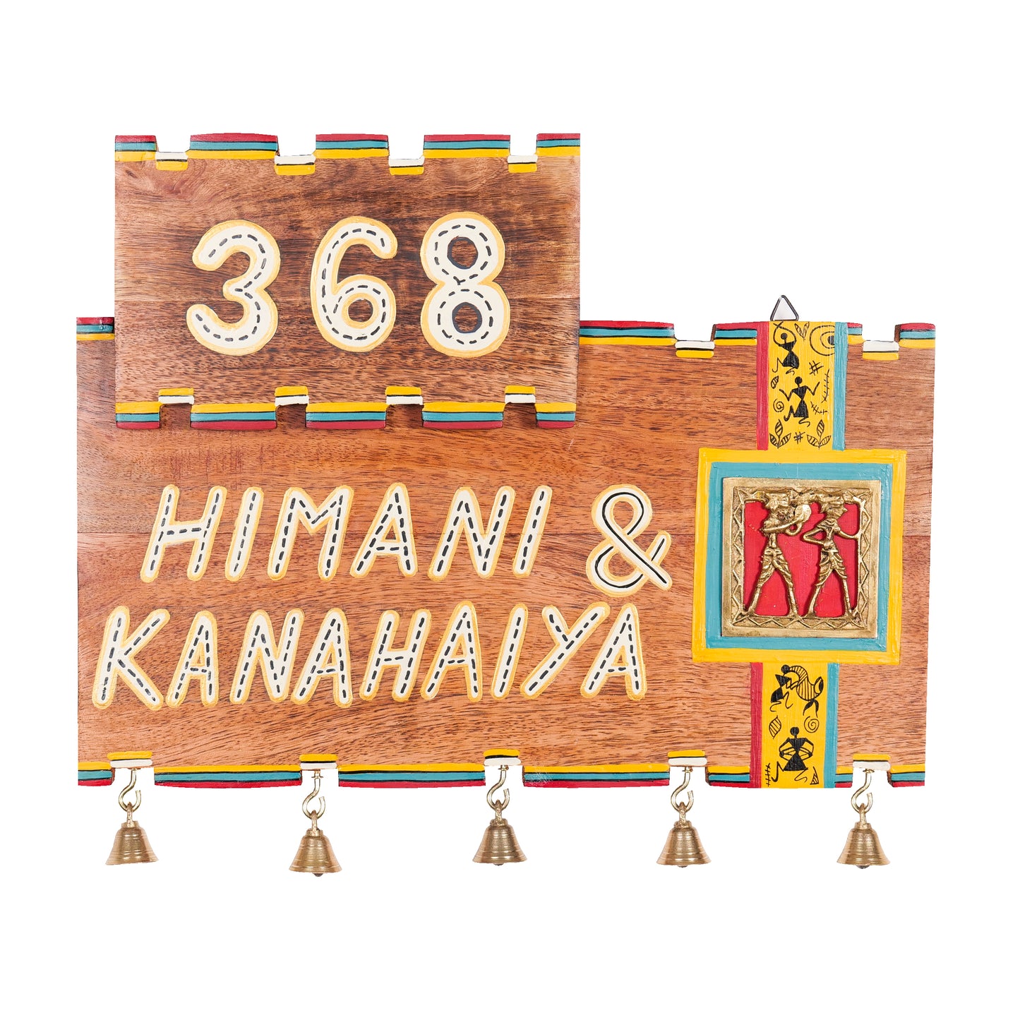 'Warli Dancing' Wooden Customized Name Plate